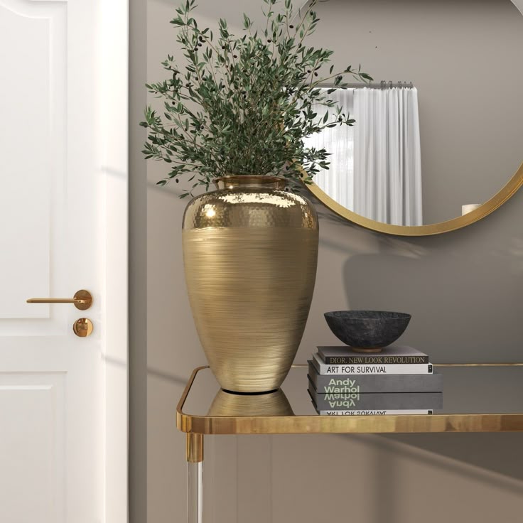 Gold Aluminum Brushed Vase 