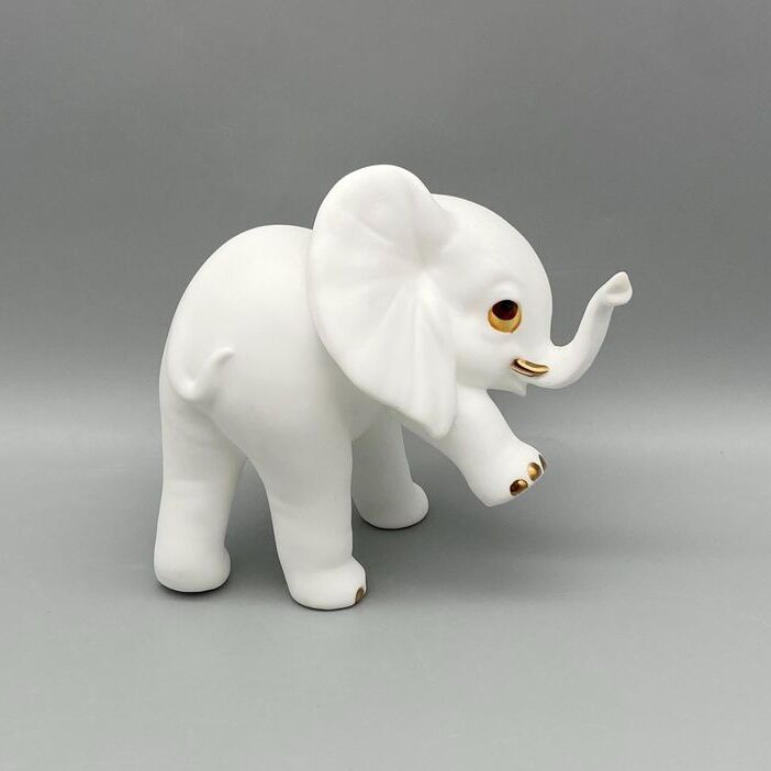 White Porcelain Elephant Figurine