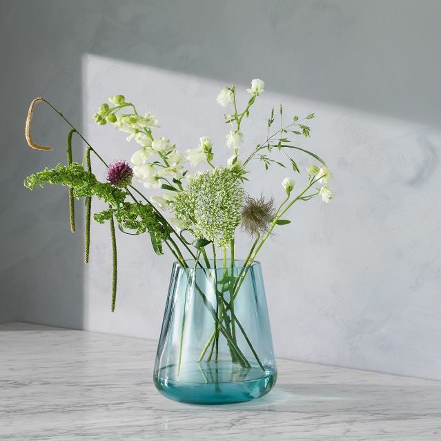 teal colored glass vases