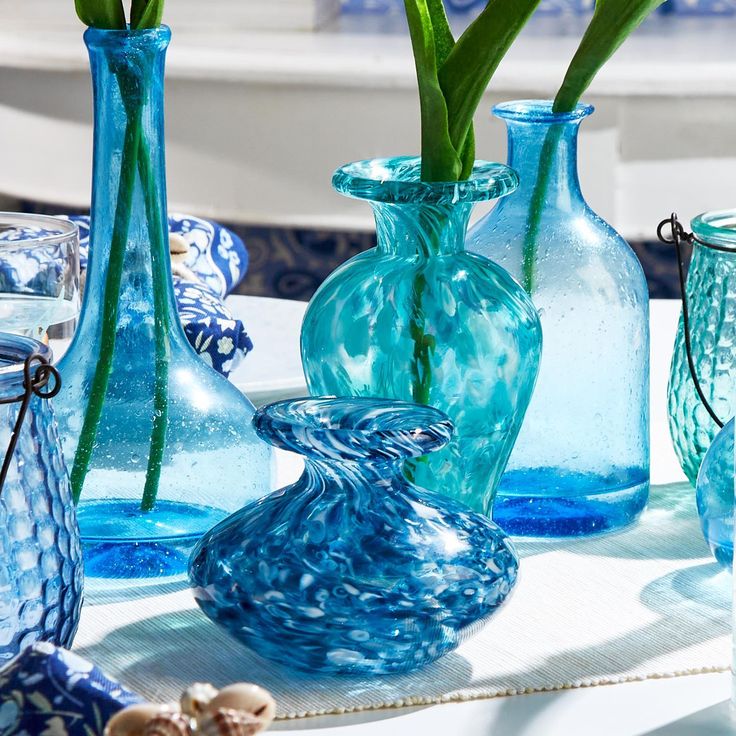 Teal glass vase